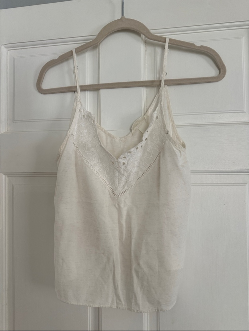 H&M Cream Lace-Trim Cotton Camisole